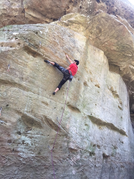 Setting up for the crux.