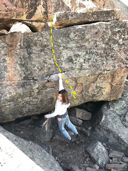 Jug in the middle of the climb! Start on the lowest crimps!