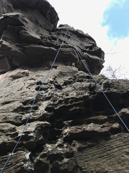 Pillar de Chili-- 5.9- This is a short but quality new route on a striking formation.