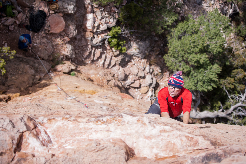Craig entering the steep crux of Maximum Security.