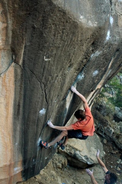 Griffin Whiteside, Superman V10 (First Ascent), Joe's Valley, Utah
<br>
Photographer: Galen Knowles