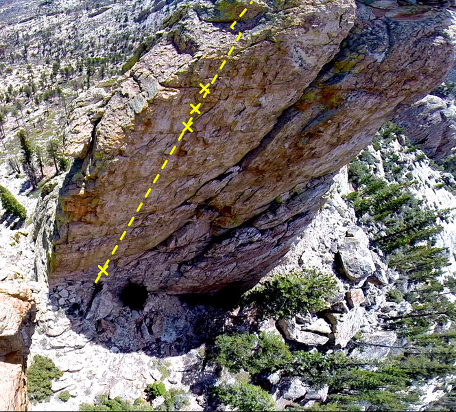 Drone shot of the Taj Mahal showing the Fred Becky Route on the left Arete' and Blood of the Lamb just left of center.