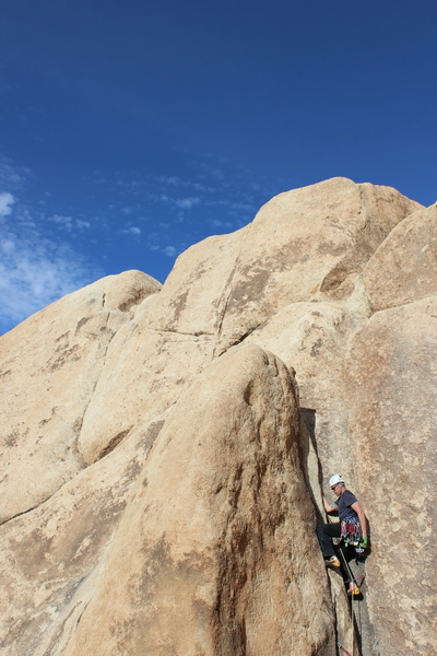 Trad lead on short crack near Indian Cove