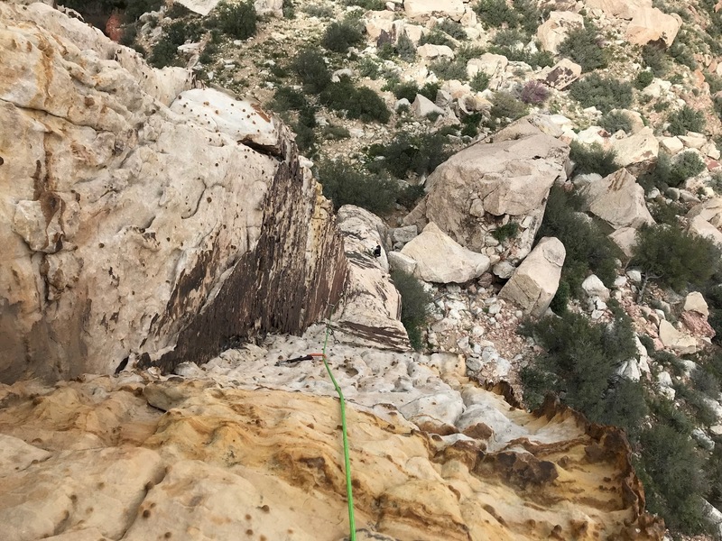 Looking down from anchors