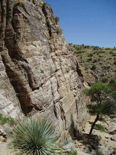 Mr Meaner Wall from the path, just before you drop down to the base of Jailhouse & Meaner