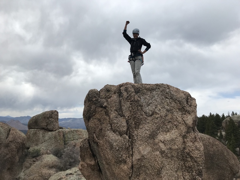 Alyson on the summit boulder.