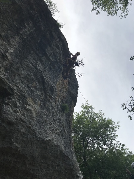 Me climbing through the top 1/3rd.