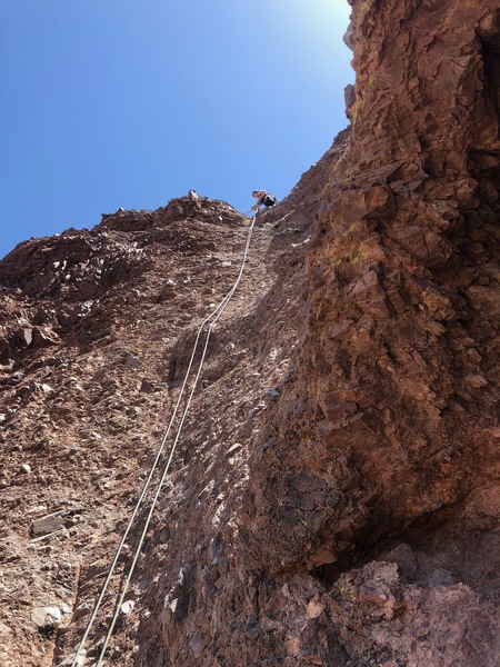 Rappelling back down Pitch 2 of Donamatrix