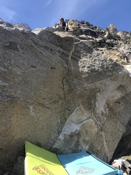 Recent fire has left a giant pit of despair on the right side of this problem that you’ll need to spot for. If no one has sent it yet FA goes to Gordon Wurtman