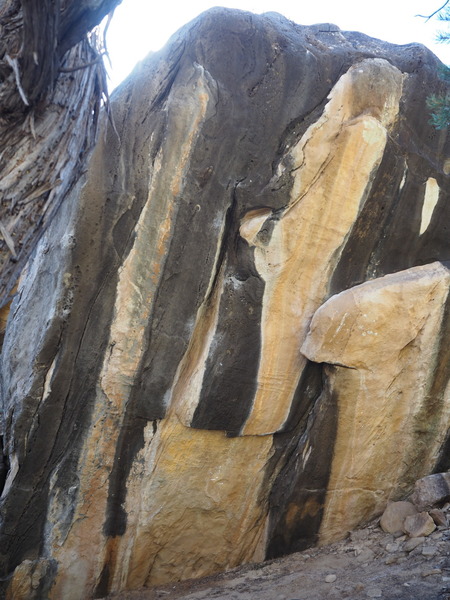 Start of Show Me not shown, but you follow the left arete and the crack feature. Get Schwifty starts in middle and heads left