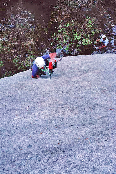 Tony Calderone on the first ascent of "Straight On For You", 1995