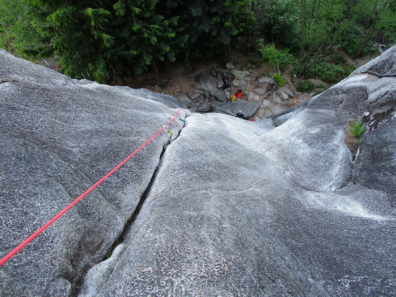 Looking down from top of route.