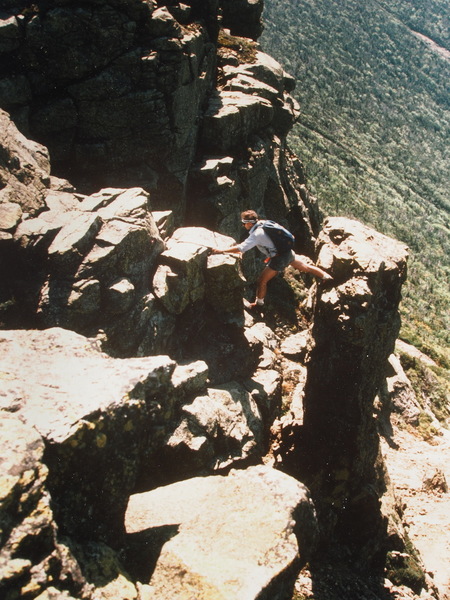 The "sane way" Guy JUMPED back-and-forth onto and off this Pinnacle ! (photo by the late Guy Waterman using the submitter's camera)