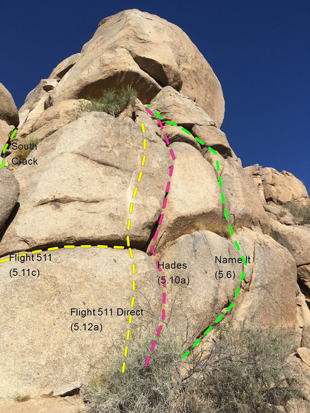 Routes just to the right of South Crack