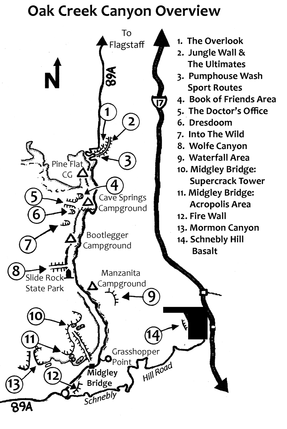 Overview Map For Oak Creek Canyon 9189