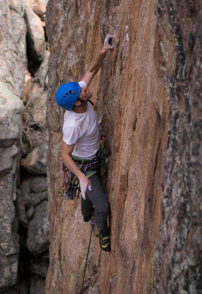 Starting the crux moves.