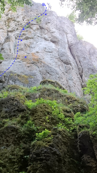 The first two bolts aren't visible in this shot, but you finally get a feel where the route runs.