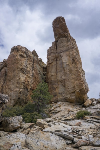Main tower of the Temple of Doom. "Sinner" the obvious crack line going up to the overhang.