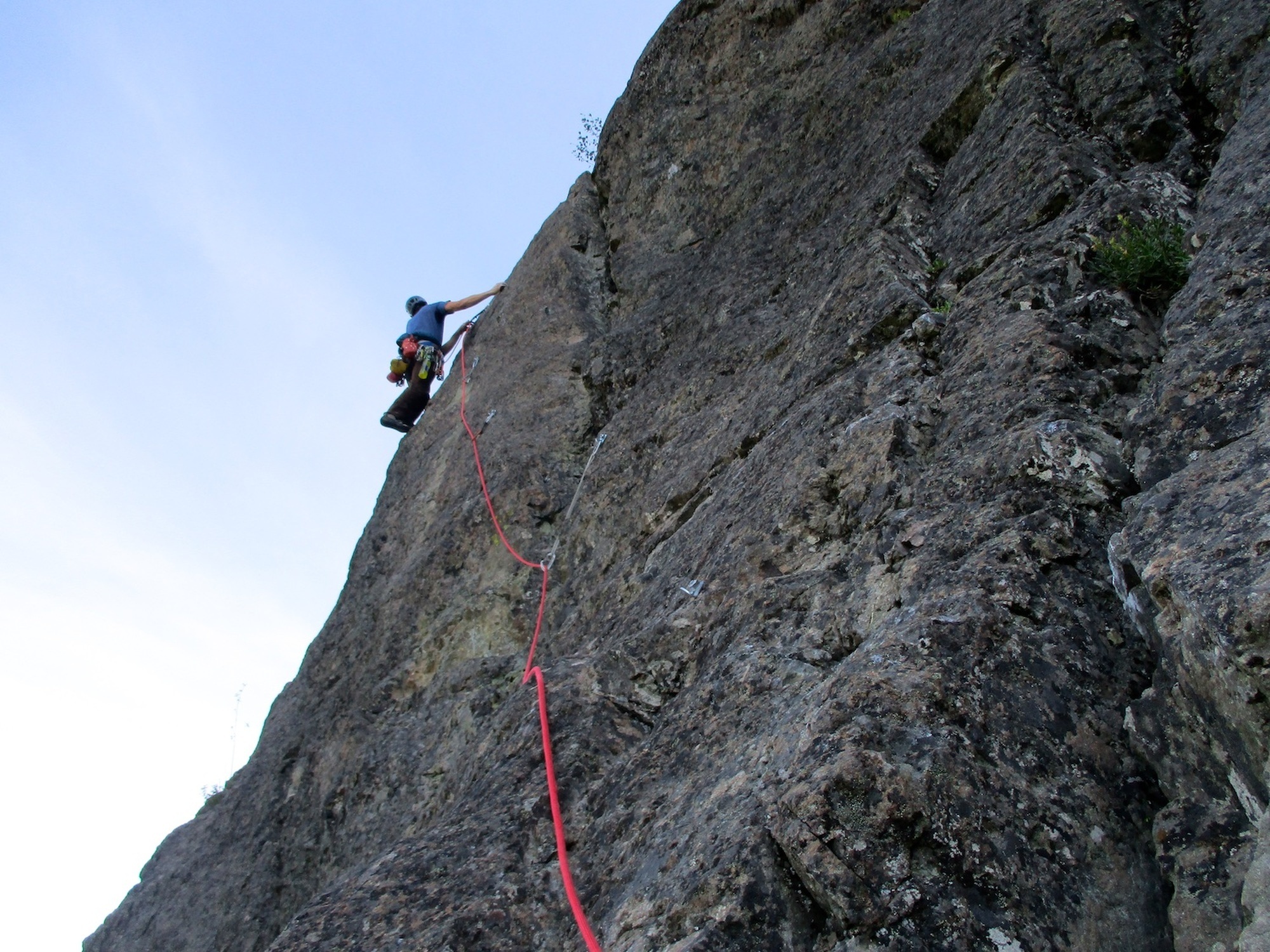 Fun 5.9 face climbing on Pitch 9.