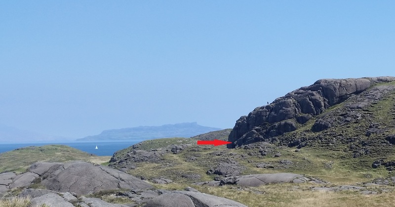 Arrow points to location of Wheesht on the Achnaha Buttress.