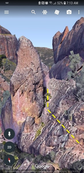 getting to the start of the regular route can be consfusing, aim for the grassy knoll smack dab in the middlw of thos picture (kinda looks like a bush in this thing). Getting TO that spot requirea a bit of improv, i come in from the bottom right area