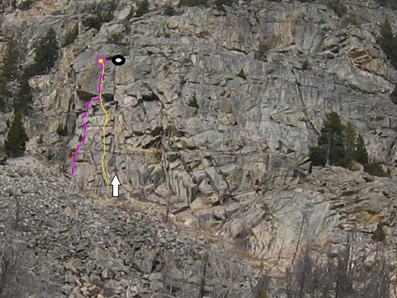 Left purple route. Start under overhang and finish up its right side.