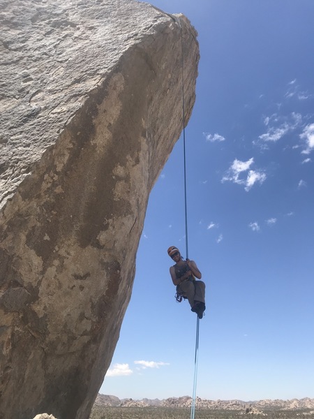 If you are not a big fan of barn-dooring while repelling, would recommend stepping off the lip close to the anchor. A misstep near the fourth bolt or later can give you a proper spook and swing.