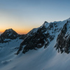 Sunrise pano with Thunderbolt on the right, and Mt Gayley in the middle-left (as seen from Mt Winchell)