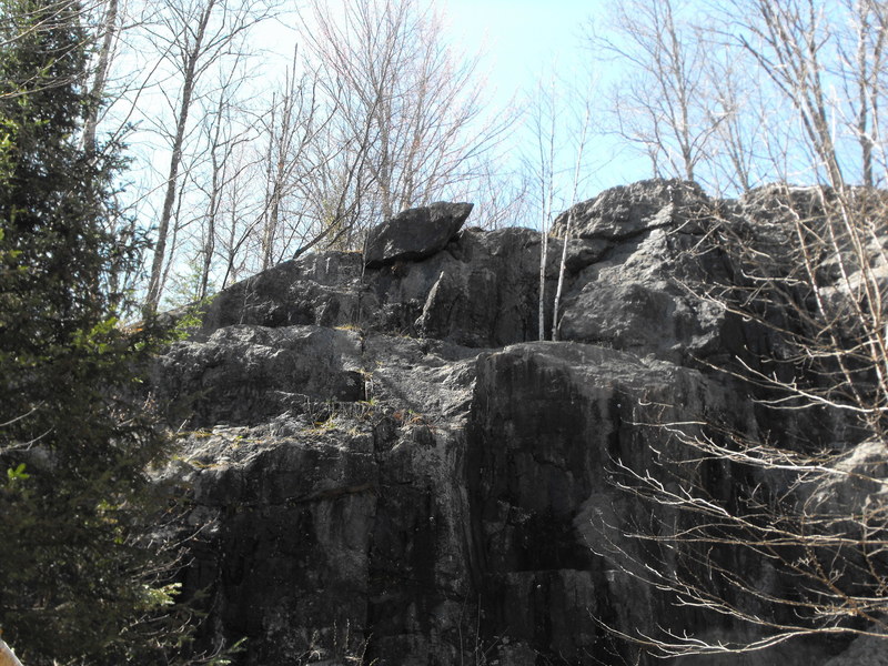 Another view ... top anchors easily seen, very short cruxes, more of a boulder problem.