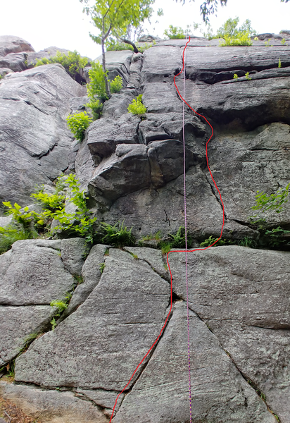 Very fun climb, jugs through the small roof, slab climbing at the top after the toe crack.