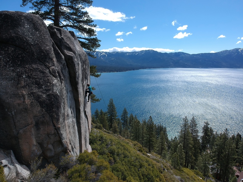 Rock Climbing in Crystal Bay Boulder, Western Nevada