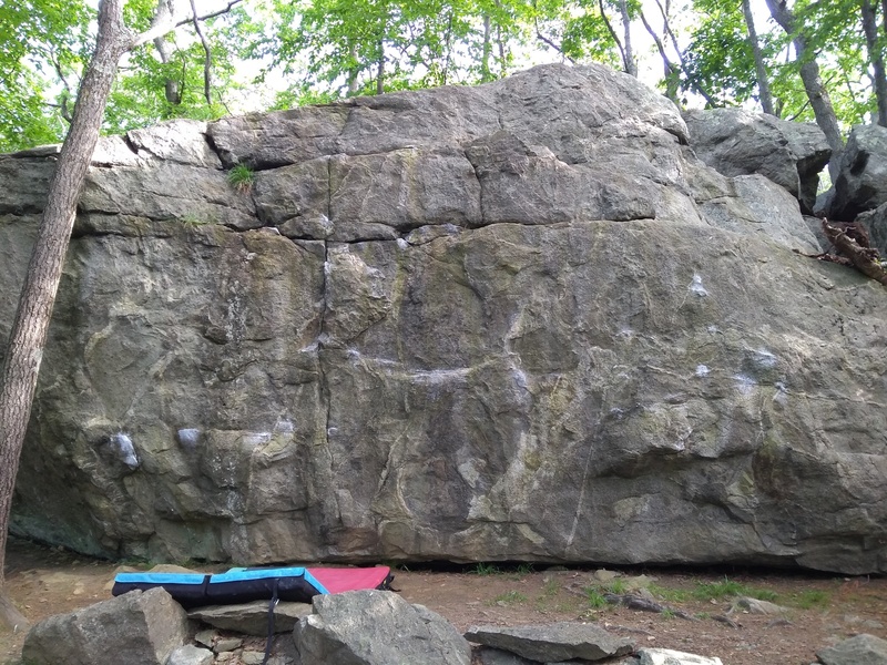 Climbing in Iron Cross Boulder, Lincoln Woods