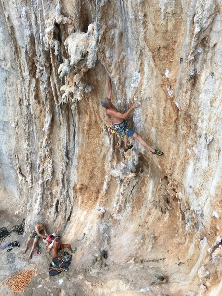 Tufa climbing between rests.