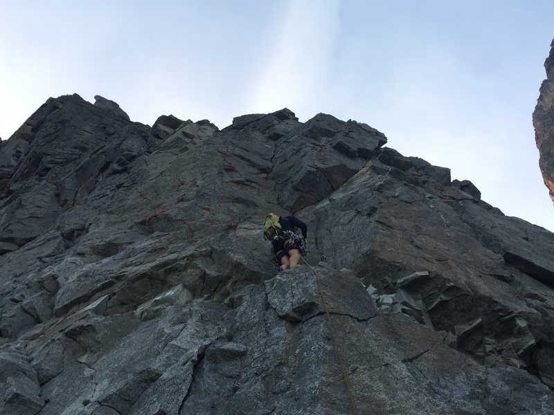 20 ft up pitch one. The 5.7 finger crack seen above is a good way to identify the route.