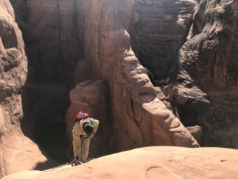 West Fins Route - First Rappel