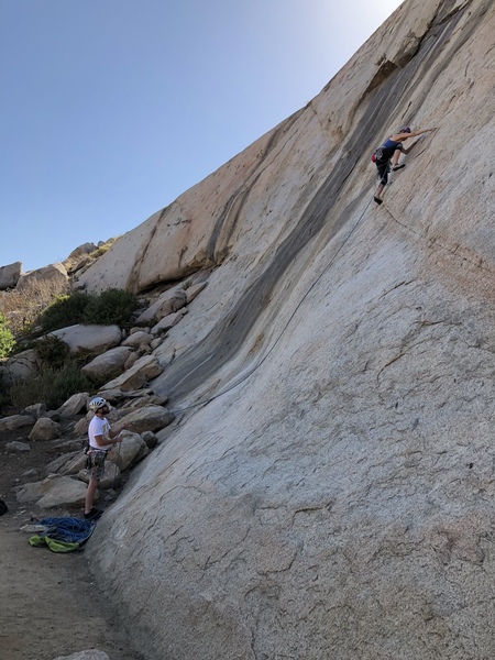 The move just after clipping the first bolt, Agina Sedler on lead. Nathan Fitzhugh on belay.