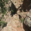 View down the crux pitch from the chimney