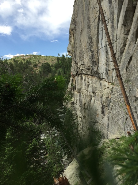 Climber at P1 belay.