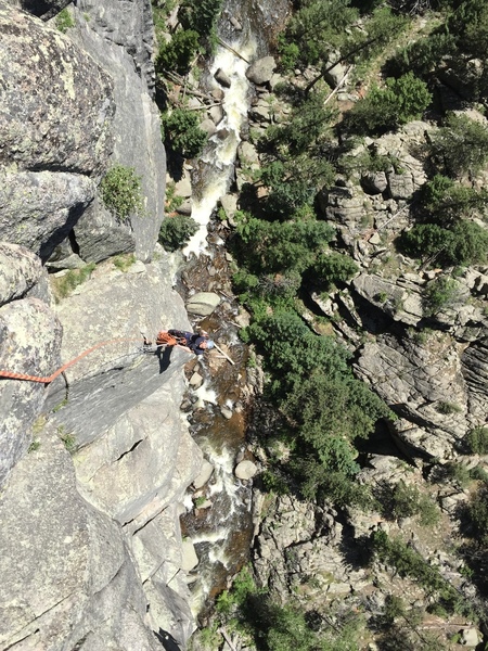 Evan at belay top of P3.
