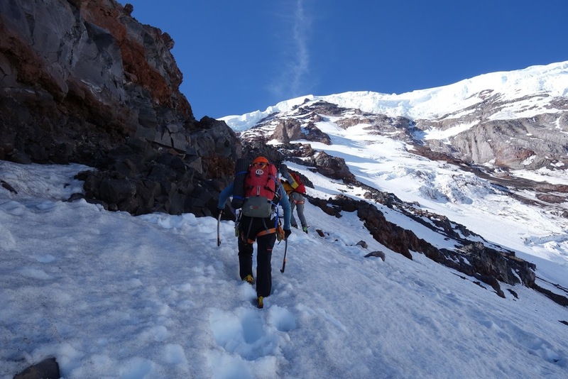Scrambling below thumb rock.