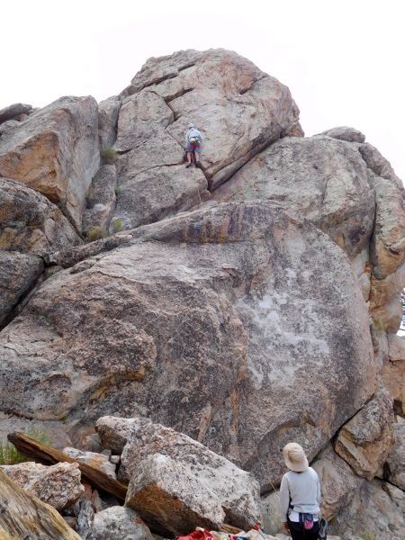 Brandt leading Audie (5.8), Holcomb Valley Pinnacles
