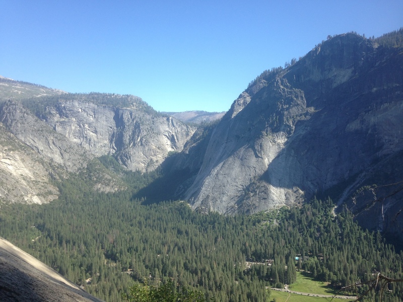 View of Little Yosemite Valley and the Apron from the lower end of the route, upper traverse was totally covered in pine needles