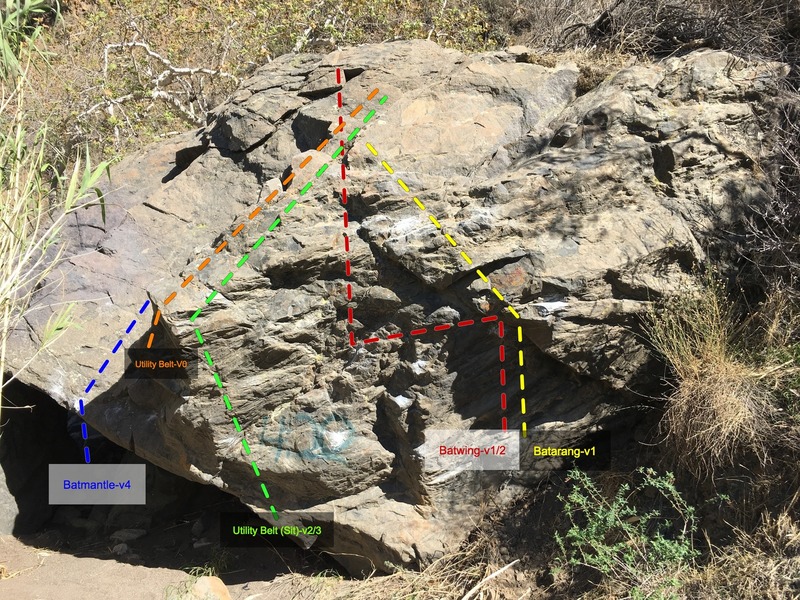 South face of Batman Boulder