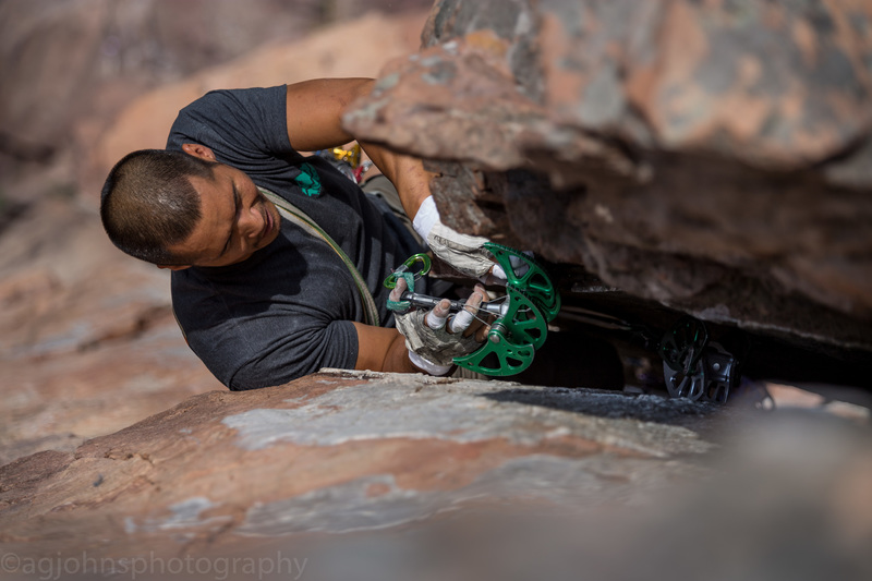 Climber Joe Lee
<br>
Photo by Anthony Johnson (agjohnsphotography)