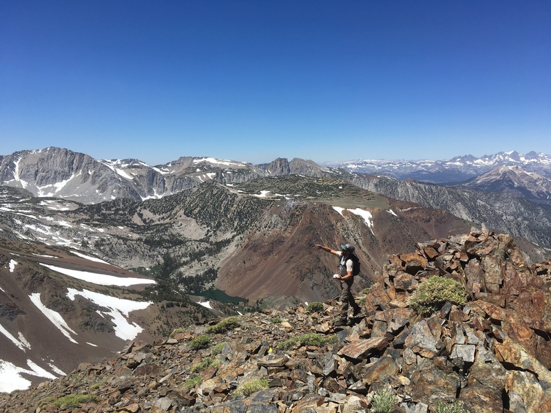 Looking west from the summit. Mammoth Mt. is in the middle of the right ...