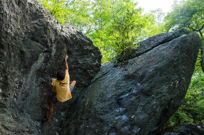 Noah cranking through the crux for the send