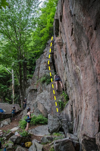 Tower of Babel follows the wide crack up and left