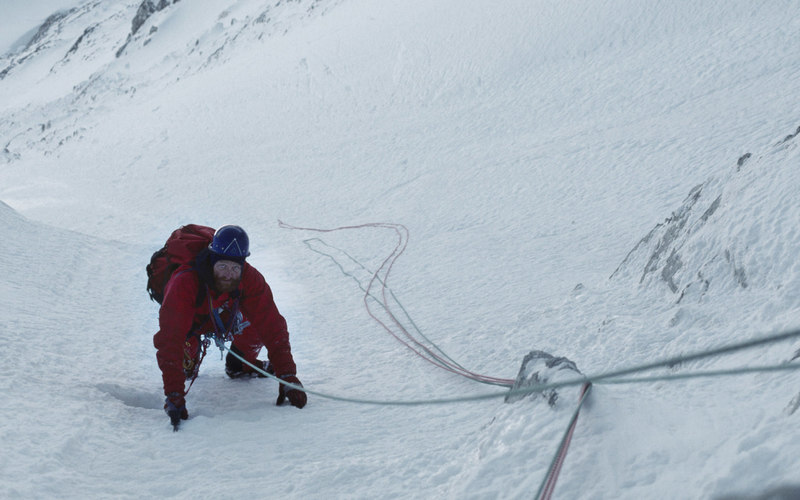 Mark Whiton near the top of the Chouinard Route in August 1988