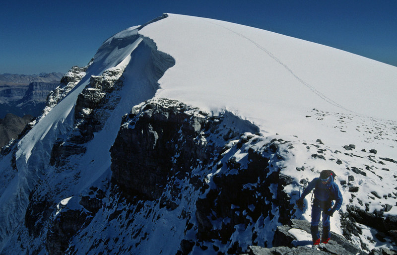 Dale Navish starting the descent of the West Ridge - August 1988