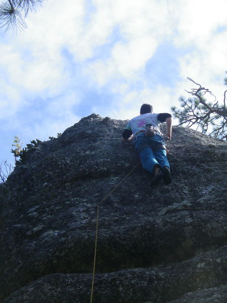 Nick on the FA of Good stuff nearing the chains